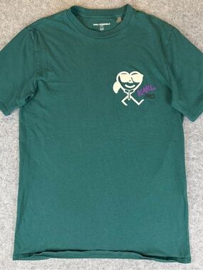 Karl Lagerfeld Paris Green Flocked Heart Logo T‑Shirt Men’s Small